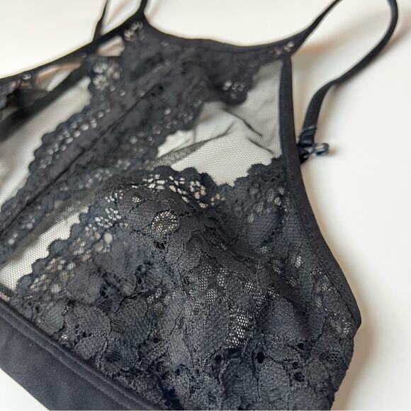 Victoria’s Secret Body by Victoria High Neck Lace Mesh Bralette Black Medium - Picture 6 of 10